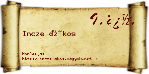 Incze Ákos névjegykártya